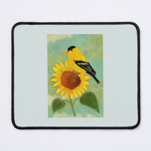 Item preview, American Goldfinch on Sunflower – Bright Painterly Nature Art designed and sold by RivendellBird.