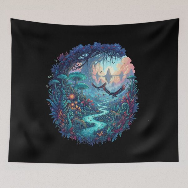 Item preview, Avatar-Inspired Pandora Forest Art – Bioluminescent Fantasy Jungle Nature designed and sold by alllyxispace.