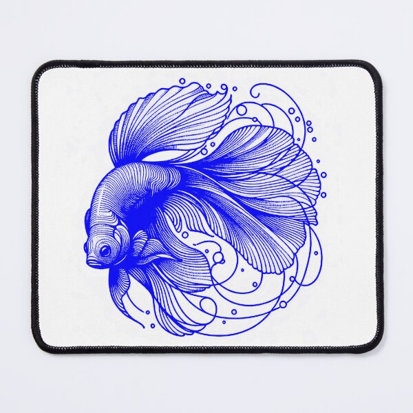 Item preview, Elegant blue Vector Illustration of Ethereal Fish with Ornate Circular Fin Patterns designed and sold by ARTCREATESHOP.