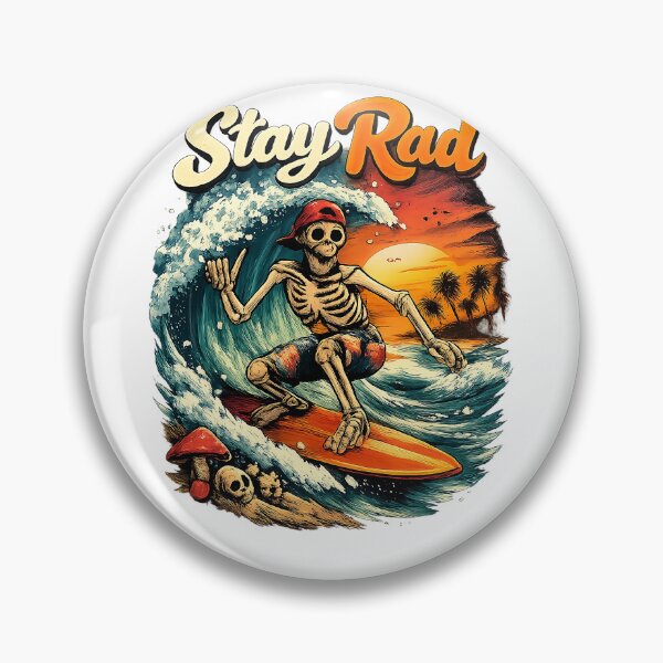 Item preview, Stay Rad Skeleton Surfer Vintage Surf Streetwear Design designed and sold by TouchBaLa.