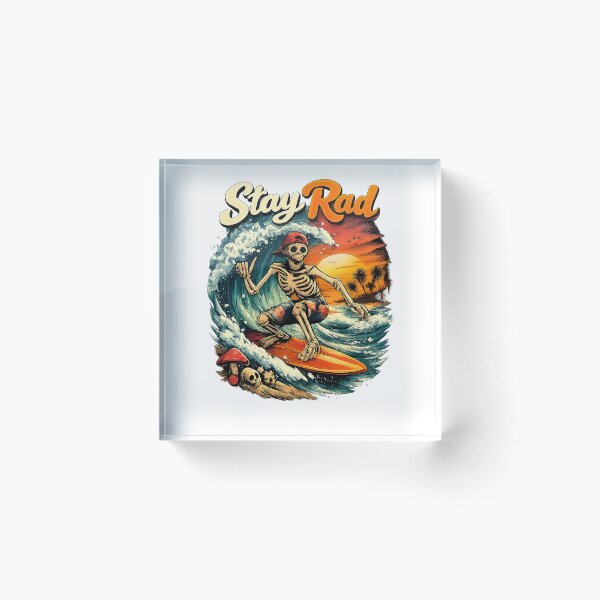 Item preview, Stay Rad Skeleton Surfer Vintage Surf Streetwear Design designed and sold by TouchBaLa.