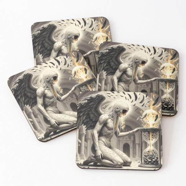Item preview, Winged Contractor Kneeling Before Time’s Hourglass designed and sold by Insomnia Art Designs.