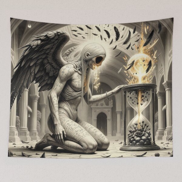 Item preview, Winged Contractor Kneeling Before Time’s Hourglass designed and sold by Insomnia Art Designs.