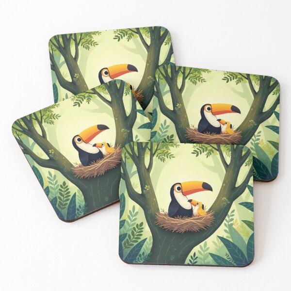 Item preview, Cute mother and baby toucan in a jungle nest designed and sold by TineRose.