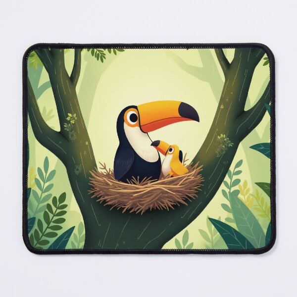 Item preview, Cute mother and baby toucan in a jungle nest designed and sold by TineRose.