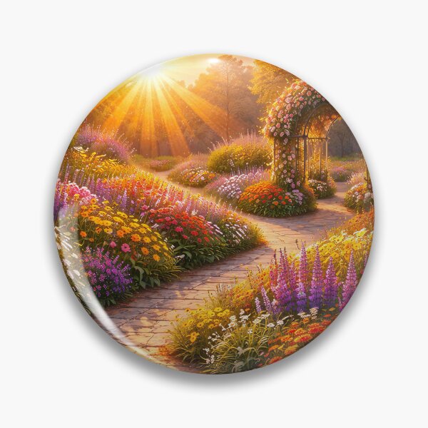 Item preview, Lush flower garden with a beautiful sunset designed and sold by ZachB Global.