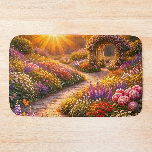 Item preview, Lush flower garden with a beautiful sunset designed and sold by ZachB Global.