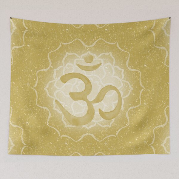 Item preview, OM Mandala Dark Watercolor Bija - Saffron designed and sold by Irene Estelle.