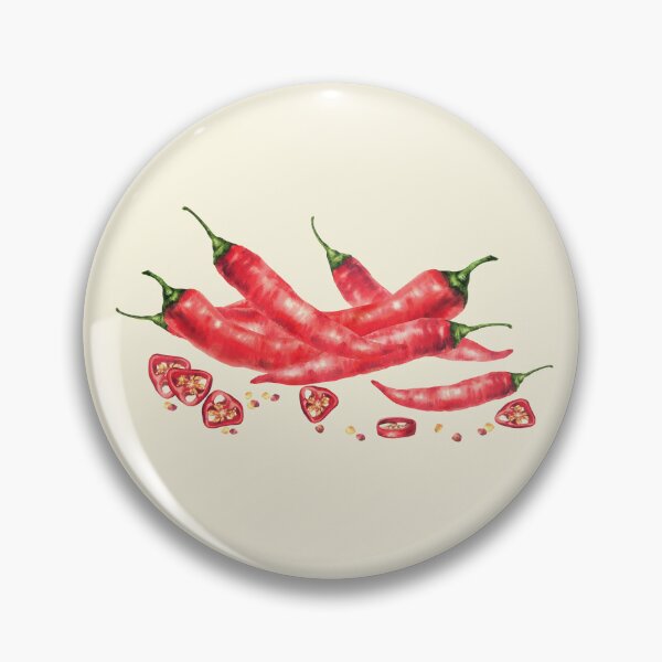 Item preview, Copy of Watercolor red hot chili pepper pile. Vegetable fresh pods, sliced and seeds. Food spices designed and sold by BartolArt.