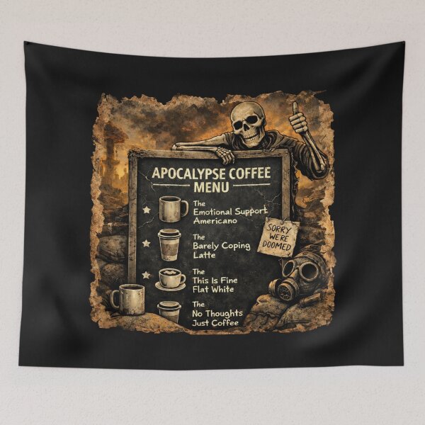 Item preview, Apocalypse Coffee Menu Dark Humor designed and sold by TytherleyTees.
