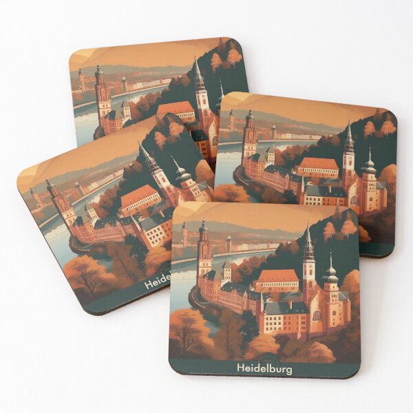 Item preview, Heidelberg Germany Vintage Travel Poster Schloss Castle Neckar River Autumn Retro German Tourism Art designed and sold by Esterlane.