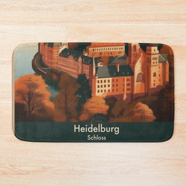 Item preview, Heidelberg Germany Vintage Travel Poster Schloss Castle Neckar River Autumn Retro German Tourism Art designed and sold by Esterlane.