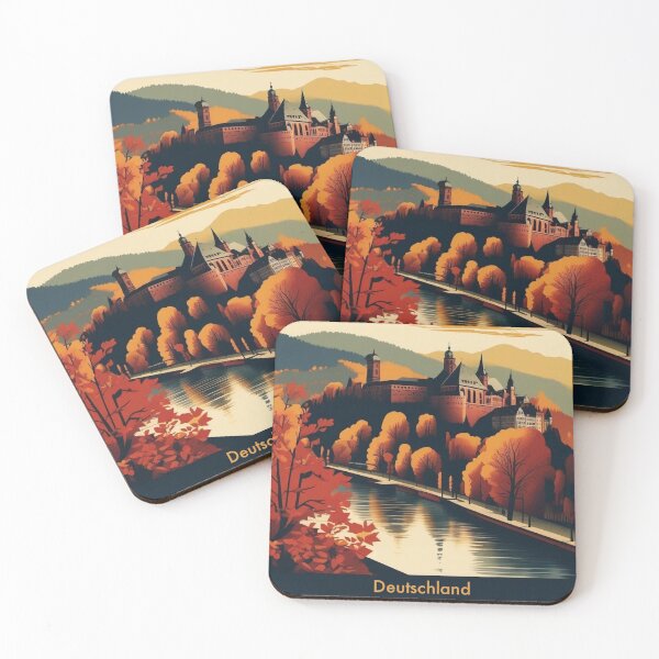 Item preview, Retro Heidelberg Travel Art Germany Castle Neckar Valley Autumn Colours Vintage German City Poster designed and sold by Esterlane.