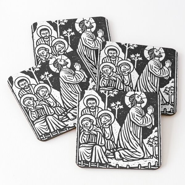 Item preview, Jesus Praying in Gethsemane – Devotional Linocut Christian Art designed and sold by tradcatholica.