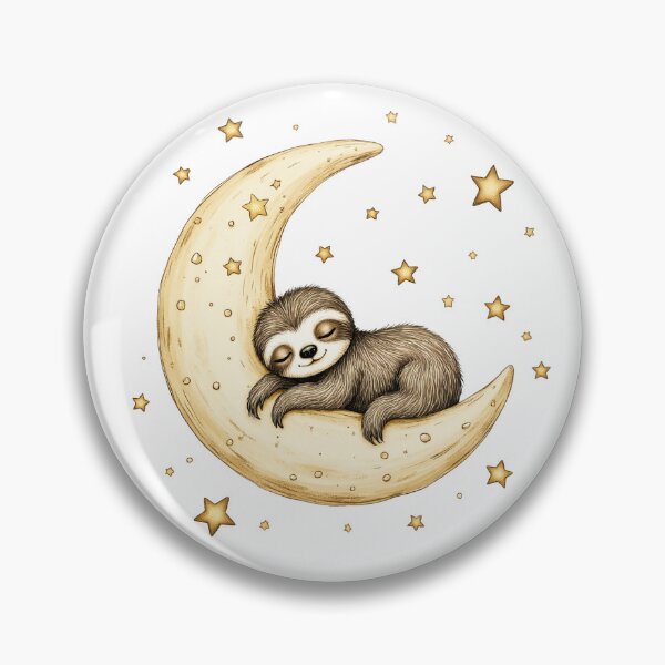 Item preview, Cute baby sloth sleeping on a crescent moon designed and sold by TineRose.