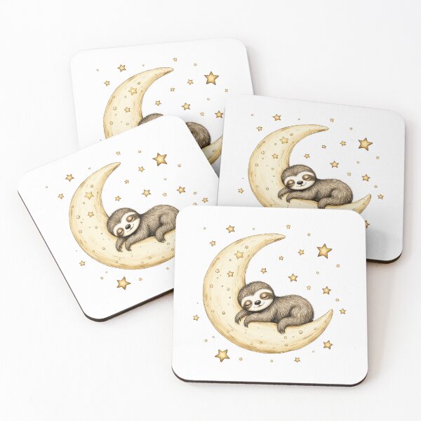 Item preview, Cute baby sloth sleeping on a crescent moon designed and sold by TineRose.