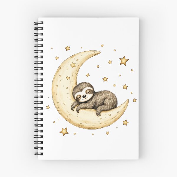 Item preview, Cute baby sloth sleeping on a crescent moon designed and sold by TineRose.