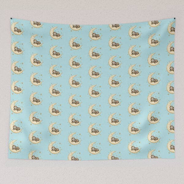 Item preview, Cute baby sloth sleeping on a crescent moon designed and sold by TineRose.