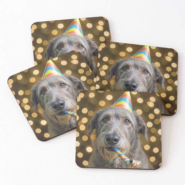Item preview, Irish Wolfhound Birthday Party In Bokeh Background designed and sold by Maria Dryfhout.