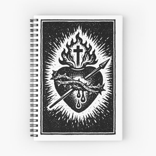 Item preview, Sacred Heart of Jesus Linocut – Traditional Catholic Devotional Art designed and sold by tradcatholica.