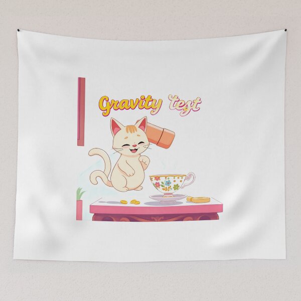 Item preview, Funny Cat Gravity Test Tea Party Illustration designed and sold by LowBattery Social Club.