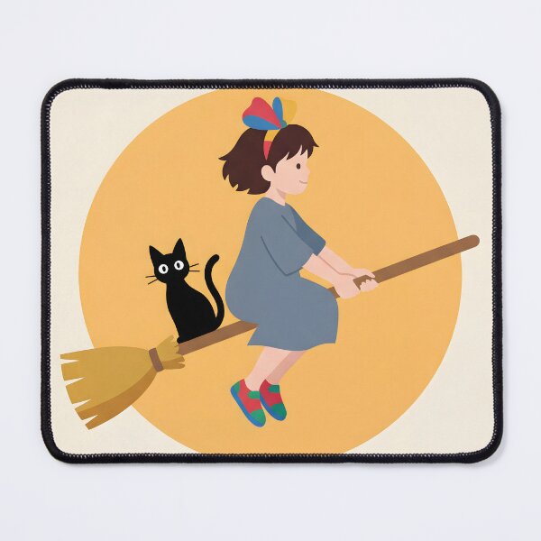 Item preview, Kiki’s Delivery Service Inspired Witch Girl Cat Broom Poster, Studio Ghibli Style Anime Wall Art Print, Kawaii Flying Witch Nursery Decor designed and sold by AbstractAuraArt.