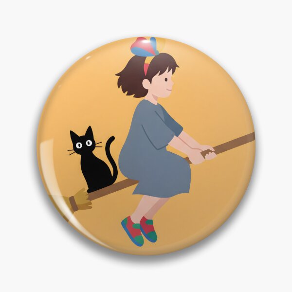 Item preview, Kiki’s Delivery Service Inspired Witch Girl Cat Broom Poster, Studio Ghibli Style Anime Wall Art Print, Kawaii Flying Witch Nursery Decor designed and sold by AbstractAuraArt.