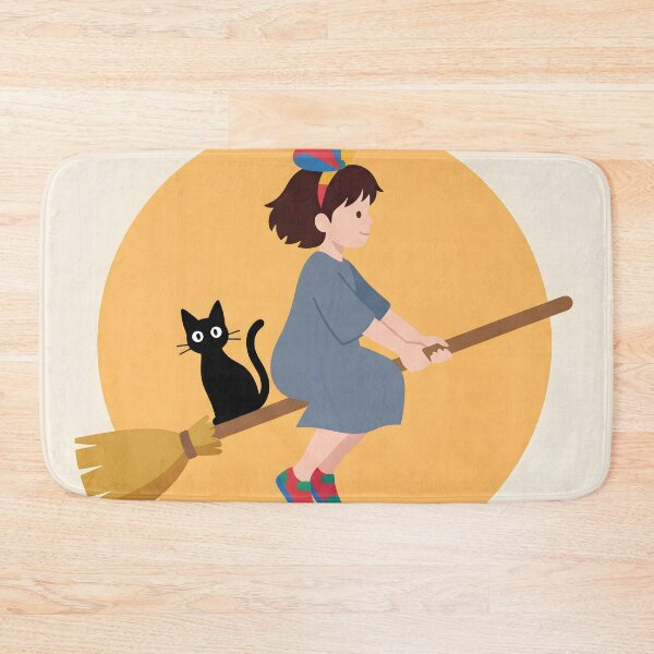 Item preview, Kiki’s Delivery Service Inspired Witch Girl Cat Broom Poster, Studio Ghibli Style Anime Wall Art Print, Kawaii Flying Witch Nursery Decor designed and sold by AbstractAuraArt.