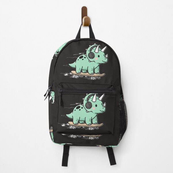 Item preview, Cute Green Triceratops Skateboarding with Headphones | Kawaii Dino Kids T-Shirt for Boys and Girls designed and sold by LittleRoarArt.