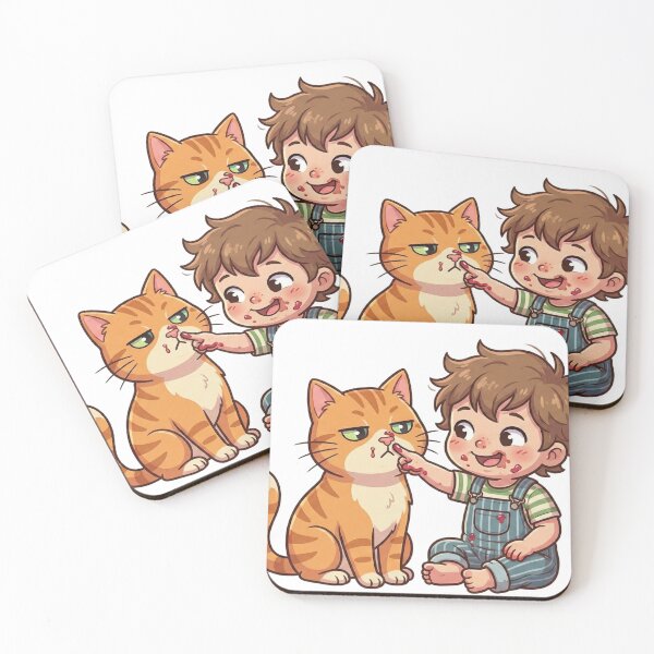 Item preview, Funny Cat Tuff & Messy Toddler - Cute Sticky Finger Nose Boop Illustration designed and sold by Mika & Tuff.