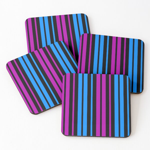 Item preview, Purple Blue Stripes On Black Pattern Design  designed and sold by PatternTitan.