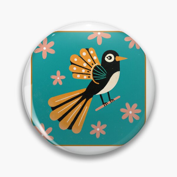 Item preview, Graphic Fantail Bird - Teal and Orange Retro Art designed and sold by asliberry.