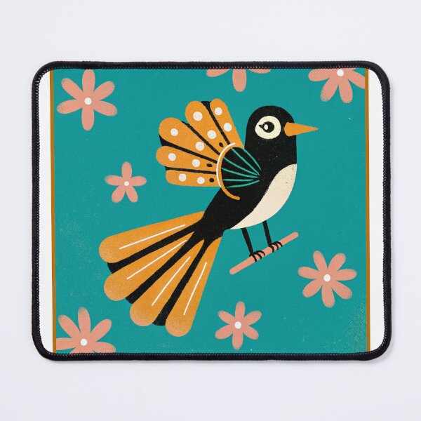 Item preview, Graphic Fantail Bird - Teal and Orange Retro Art designed and sold by asliberry.