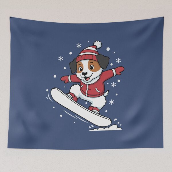 Item preview, Cute Parson Russell Terrier Snowboarding Puppy - Happy Winter Puppy designed and sold by The Real Life Symphony.