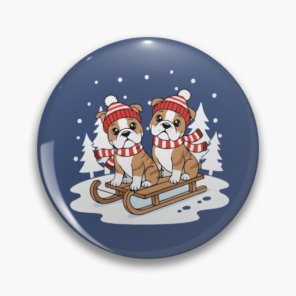 Item preview, Cute English Bulldog Sledding Puppy - Happy Winter Puppy designed and sold by The Real Life Symphony.