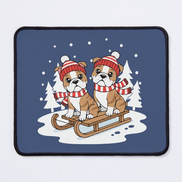 Item preview, Cute English Bulldog Sledding Puppy - Happy Winter Puppy designed and sold by The Real Life Symphony.