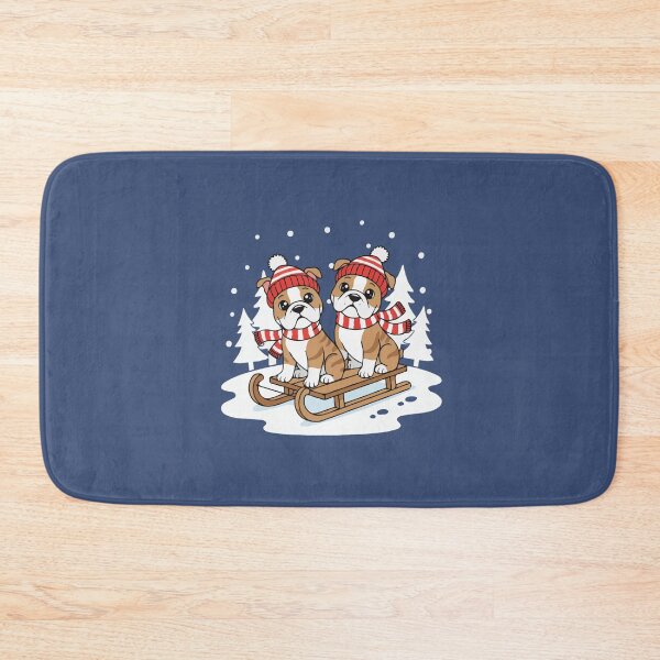 Item preview, Cute English Bulldog Sledding Puppy - Happy Winter Puppy designed and sold by The Real Life Symphony.