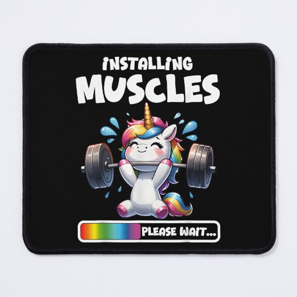 Item preview, Funny Unicorn Workout Gym Fitness Weightlifting Cute Unicorn Installing Muscles designed and sold by CameronTheBro.