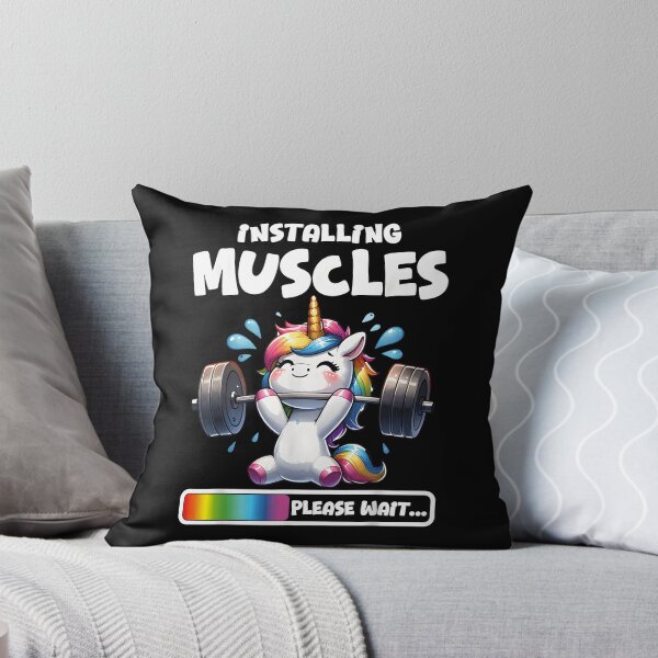 Item preview, Funny Unicorn Workout Gym Fitness Weightlifting Cute Unicorn Installing Muscles designed and sold by CameronTheBro.