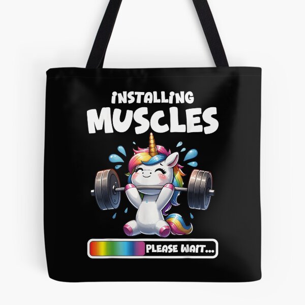 Item preview, Funny Unicorn Workout Gym Fitness Weightlifting Cute Unicorn Installing Muscles designed and sold by CameronTheBro.