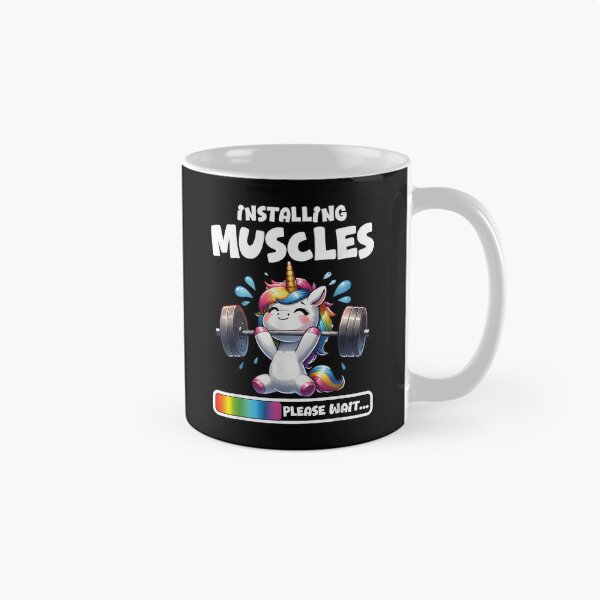 Item preview, Funny Unicorn Workout Gym Fitness Weightlifting Cute Unicorn Installing Muscles designed and sold by CameronTheBro.