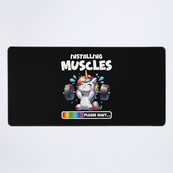 Item preview, Funny Unicorn Workout Gym Fitness Weightlifting Cute Unicorn Installing Muscles designed and sold by CameronTheBro.