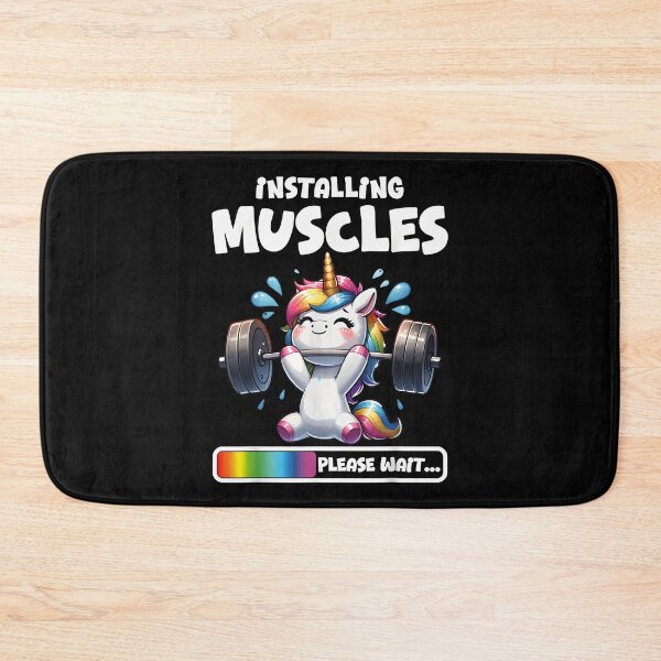 Item preview, Funny Unicorn Workout Gym Fitness Weightlifting Cute Unicorn Installing Muscles designed and sold by CameronTheBro.