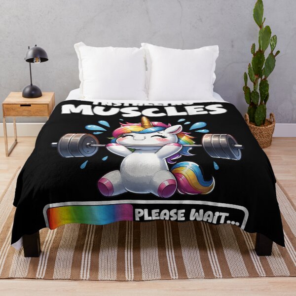 Item preview, Funny Unicorn Workout Gym Fitness Weightlifting Cute Unicorn Installing Muscles designed and sold by CameronTheBro.