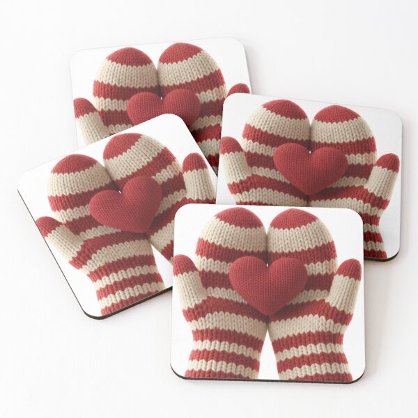 Item preview, Cozy Knitted Mittens Holding Heart – Winter Valentine designed and sold by Nara8.