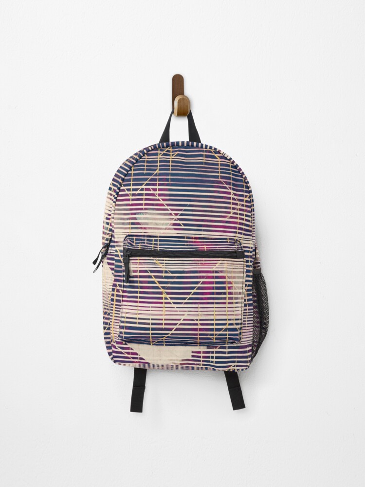 Thumbnail 1 of 3, Backpack, Geometric comb pattern designed and sold by JeniSeny.