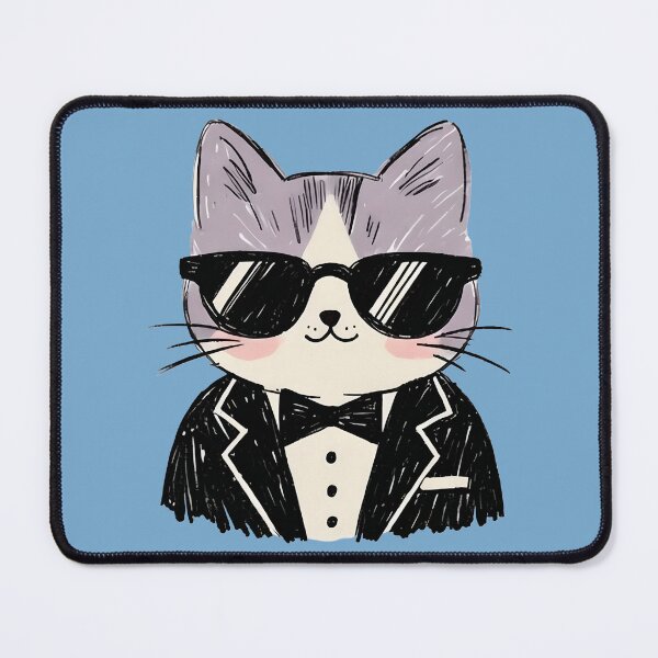 Item preview, Dapper feline in a tuxedo and sunglasses, illustrated in a charming, hand-drawn style designed and sold by FRH Design ⭐⭐⭐⭐⭐.