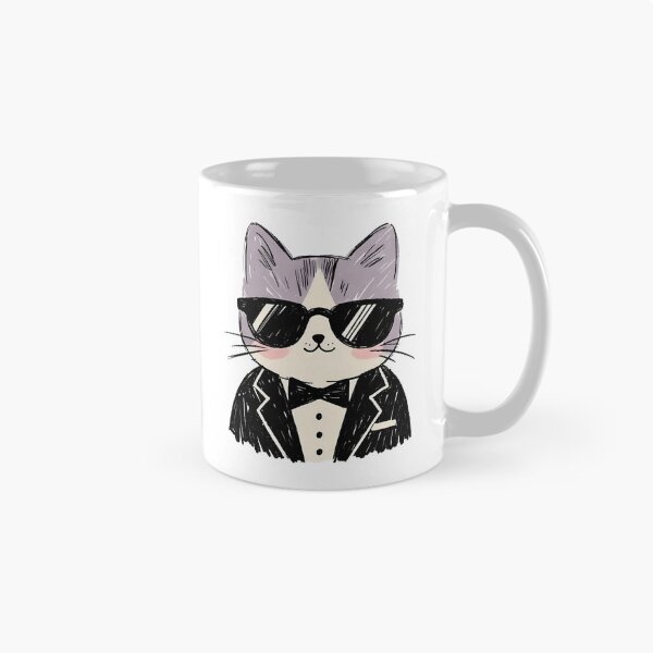 Item preview, Dapper feline in a tuxedo and sunglasses, illustrated in a charming, hand-drawn style designed and sold by FRH Design ⭐⭐⭐⭐⭐.