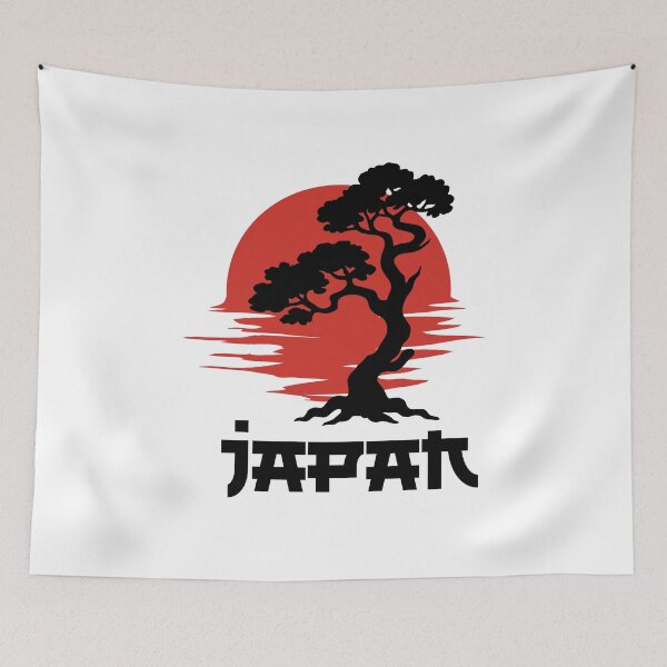 Item preview, Japanese Landscape with Bonsai and Sunrise designed and sold by QuoteCanvas.TH.