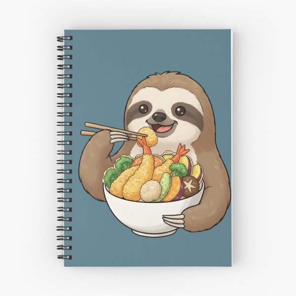 Item preview, Kawaii Sloth Eating Japanese Tempura Bowl Foodie Art designed and sold by Taha Art Designs.